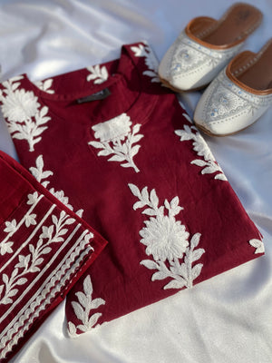 Maroon serenity embroidered 2pcs