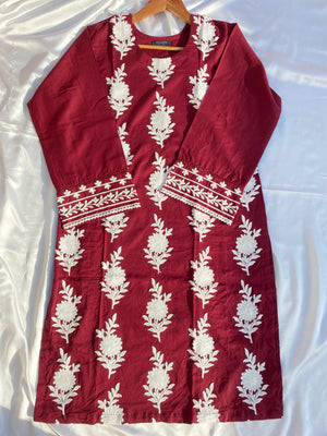 Maroon serenity embroidered 2pcs