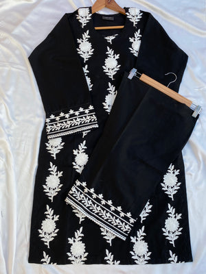 Monochrome embroidered 2pc